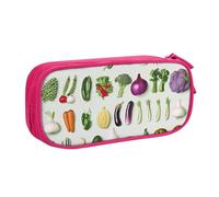 LRHCNZDCP Introduction of Various Vegetables Printed Pencil Case Pouch Cute Pencil Pen Case Pencil Box Pen Bag for School Office, Pink