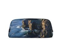 LRHCNZDCP Ireland Outdoors County Clare The Cliffs Printed Pencil Case Leather Pen Pencil Pouch Makeup Bag with Silver Zipper for Teen Girls Boys Men Women