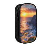 LRHCNZDCP Ireland Sunset Seascape Printed Pencil Case Pouch Black, Cute Pencil Pen Case Pencil Box Pen Bag for School Office