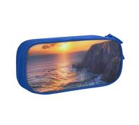 LRHCNZDCP Ireland Sunset Seascape Printed Pencil Case Pouch Cute Pencil Pen Case Pencil Box Pen Bag for School Office, Blue