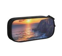 LRHCNZDCP Ireland Sunset Seascape Printed Pencil Case Pouch Cute Pencil Pen Case Pencil Box Pen Bag for School Office, Black