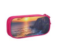 LRHCNZDCP Ireland Sunset Seascape Printed Pencil Case Pouch Cute Pencil Pen Case Pencil Box Pen Bag for School Office, Pink