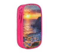 LRHCNZDCP Ireland Sunset Seascape Printed Pencil Case Pouch Pink, Cute Pencil Pen Case Pencil Box Pen Bag for School Office