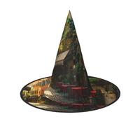 LRHCNZDCP Italian Old Street Printed Halloween Witch Hat for Women Men Festive Parties Cosplay Halloween Accessories, 2 PCS
