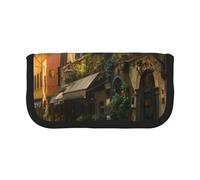 LRHCNZDCP Italian Old Street Printed Pen Pencil Case Canvas Makeup Bag Gadget Pen Bag Pencil Box with Zipper