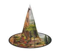 LRHCNZDCP Italy Tuscan Printed Halloween Witch Hat for Women Men Festive Parties Cosplay Halloween Accessories, 1 PC