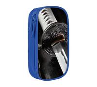 LRHCNZDCP Japan Samurai Sword Printed Pencil Case Pouch, Cute Pencil Pen Case Pencil Box Pen Bag for School Office,Blue