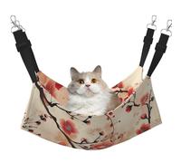 LRHCNZDCP Japanese Plum Floral Print Cat Hammock Bed, Soft Double-Layered Hanging Pet Bed for Small Pet, M