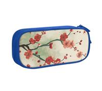 LRHCNZDCP Japanese Spring Plum Floral Printed Pencil Case Pouch Cute Pencil Pen Case Pencil Box Pen Bag for School Office, Blue