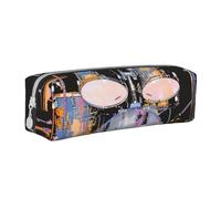 LRHCNZDCP Jazz Drum Printed Leather Pencil Case - Cute Zipper Pencil Pouch Pencil Box for School & Office