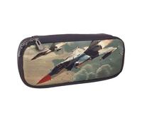 LRHCNZDCP Jet Fighter Printed Pencil Case Holder Large Capacity Leather Pen Pencil Pouch Box Organizer for School Office College Adult Boys Girls