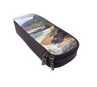 LRHCNZDCP Kauai Hawaii Seashore Printed Pencil Case Holder Leather Cute Pen Pencil Pouch School Office College Pencil Box Organizer for Adult Boys Girls
