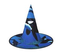LRHCNZDCP Killer Whales Swim Along Printed Halloween Witch Hat for Women Men Festive Parties Cosplay Halloween Accessories, 3 PCS