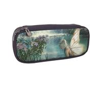 LRHCNZDCP Lake Fairy Art Printed Pencil Case Holder Large Capacity Leather Pen Pencil Pouch Box Organizer for School Office College Adult Boys Girls