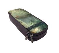 LRHCNZDCP Lake Fairy Printed Pencil Case Holder Leather Cute Pen Pencil Pouch School Office College Pencil Box Organizer for Adult Boys Girls