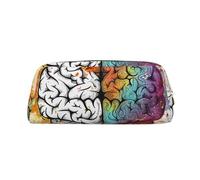 LRHCNZDCP Left and Right Brain Advantage Printed Pencil Case Leather Pen Pencil Pouch Makeup Bag with Gold Zipper for Teen Girls Boys Men Women