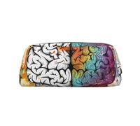 LRHCNZDCP Left and Right Brain Advantage Printed Pencil Case Leather Pen Pencil Pouch Makeup Bag with Gold Zipper for Teen Girls Boys Men Women