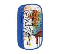 LRHCNZDCP Left and Right Brain Advantage Printed Pencil Case Pouch Blue, Cute Pencil Pen Case Pencil Box Pen Bag for School Office
