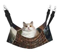 LRHCNZDCP Library Bookshelf Books Print Cat Hammock Bed, Soft Double-Layered Hanging Pet Bed for Small Pet, L