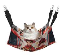LRHCNZDCP Little Boys and Girls in FireFighters Print Cat Hammock Bed, Soft Double-Layered Hanging Pet Bed for Small Pet, L