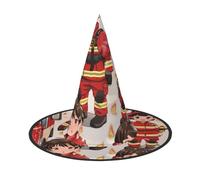 LRHCNZDCP Little Boys and Girls in FireFighters Printed Halloween Witch Hat for Women Men Festive Parties Cosplay Halloween Accessories, 1 PC