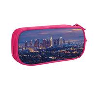 LRHCNZDCP Los Angeles Skyline Printed Pencil Case Pouch Cute Pencil Pen Case Pencil Box Pen Bag for School Office, Pink