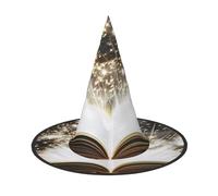 LRHCNZDCP magic book Printed Halloween Witch Hat for Women Men Festive Parties Cosplay Halloween Accessories, 2 PCS