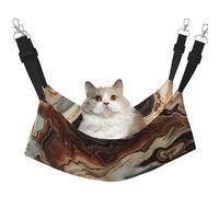 LRHCNZDCP Marble Mixed Brown Print Cat Hammock Bed, Soft Double-Layered Hanging Pet Bed for Small Pet, L