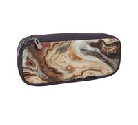 LRHCNZDCP Marble Mixed Brown Printed Pencil Case Holder Large Capacity Leather Pen Pencil Pouch Box Organizer for School Office College Adult Boys Girls
