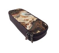 LRHCNZDCP Marble Mixed Brown Printed Pencil Case Holder Leather Cute Pen Pencil Pouch School Office College Pencil Box Organizer for Adult Boys Girls