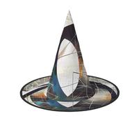 LRHCNZDCP Math Geometry Geek Calculus Printed Halloween Witch Hat for Women Men Festive Parties Cosplay Halloween Accessories, 1 PC
