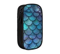 LRHCNZDCP Mermaid Teal Fish Scale Printed Pencil Case Pouch, Cute Pencil Pen Case Pencil Box Pen Bag for School Office,Black