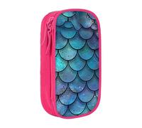 LRHCNZDCP Mermaid Teal Fish Scale Printed Pencil Case Pouch, Cute Pencil Pen Case Pencil Box Pen Bag for School Office,Pink