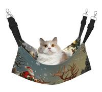LRHCNZDCP Merry Christmas 2 Print Cat Hammock Bed, Soft Double-Layered Hanging Pet Bed for Small Pet, L