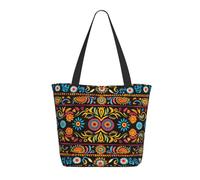 LRHCNZDCP Mexican Folk Art Boho Printed Shopping Bag Tote Bag Large Shoulder Bag Lightweight Handbag Women Laptop Bags for Work Travel Shopping