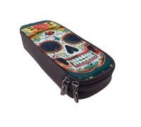 LRHCNZDCP Mexican Skull Printed Pencil Case Holder Leather Cute Pen Pencil Pouch School Office College Pencil Box Organizer for Adult Boys Girls