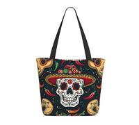LRHCNZDCP Mexican Skull Printed Shopping Bag Tote Bag Large Shoulder Bag Lightweight Handbag Women Laptop Bags for Work Travel Shopping