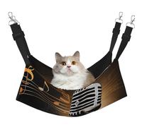 LRHCNZDCP Microphone with Music Notes Print Cat Hammock Bed, Soft Double-Layered Hanging Pet Bed for Small Pet, M