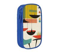 LRHCNZDCP mid Century Modern Prints Printed Pencil Case Pouch Blue, Cute Pencil Pen Case Pencil Box Pen Bag for School Office
