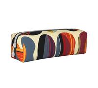 LRHCNZDCP Mid Century Modern Retro with Drop Shapes Printed Leather Pencil Case - Cute Zipper Pencil Pouch Pencil Box for School & Office