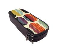 LRHCNZDCP Mid Century Modern Retro with Drop Shapes Printed Pencil Case Holder Leather Cute Pen Pencil Pouch School Office College Pencil Box Organizer for Adult Boys Girls