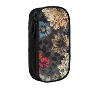 LRHCNZDCP Modern Floral Printed Pencil Case Pouch, Cute Pencil Pen Case Pencil Box Pen Bag for School Office,Black