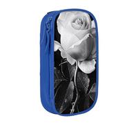 LRHCNZDCP Monochrome Rose Printed Pencil Case Pouch Blue, Cute Pencil Pen Case Pencil Box Pen Bag for School Office
