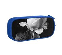LRHCNZDCP Monochrome Rose Printed Pencil Case Pouch Cute Pencil Pen Case Pencil Box Pen Bag for School Office, Blue