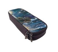 LRHCNZDCP Moonlight Beacon Printed Pencil Case Holder Leather Cute Pen Pencil Pouch School Office College Pencil Box Organizer for Adult Boys Girls