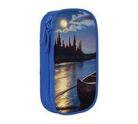 LRHCNZDCP Moonlit Canoe Allagash River Printed Pencil Case Pouch Blue, Cute Pencil Pen Case Pencil Box Pen Bag for School Office