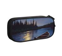LRHCNZDCP Moonlit Canoe Allagash River Printed Pencil Case Pouch Cute Pencil Pen Case Pencil Box Pen Bag for School Office, Black