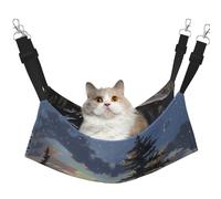 LRHCNZDCP Moose Mountain Pine Tree Wilderness Print Cat Hammock Bed, Soft Double-Layered Hanging Pet Bed for Small Pet, L