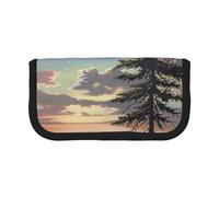 LRHCNZDCP Moose Mountain Pine Tree Wilderness Printed Pen Pencil Case Canvas Makeup Bag Gadget Pen Bag Pencil Box with Zipper