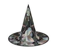 LRHCNZDCP moth that looks like a peacock Printed Halloween Witch Hat for Women Men Festive Parties Cosplay Halloween Accessories, 2 PCS